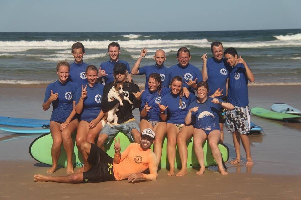 Our group of newbie surfers at Soul Surf School. Image credits Rodrigo Cassiano, Byron SurfPics