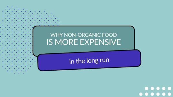 Header image with title: Why non-organic food is more expensive in the long run.